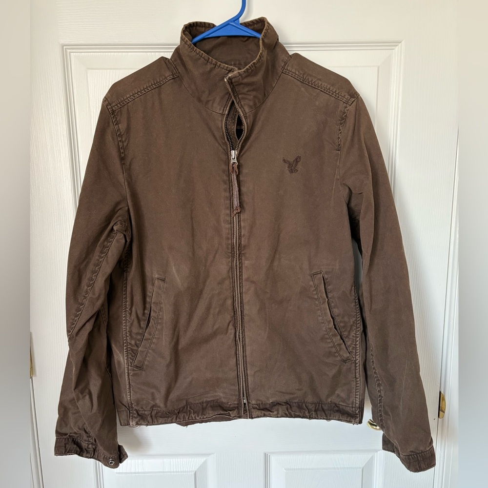 American Eagle Outfitters Brown Jacket with Logo Patch